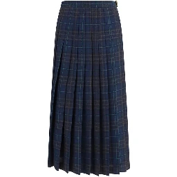 Blue Polyester Long Skirt