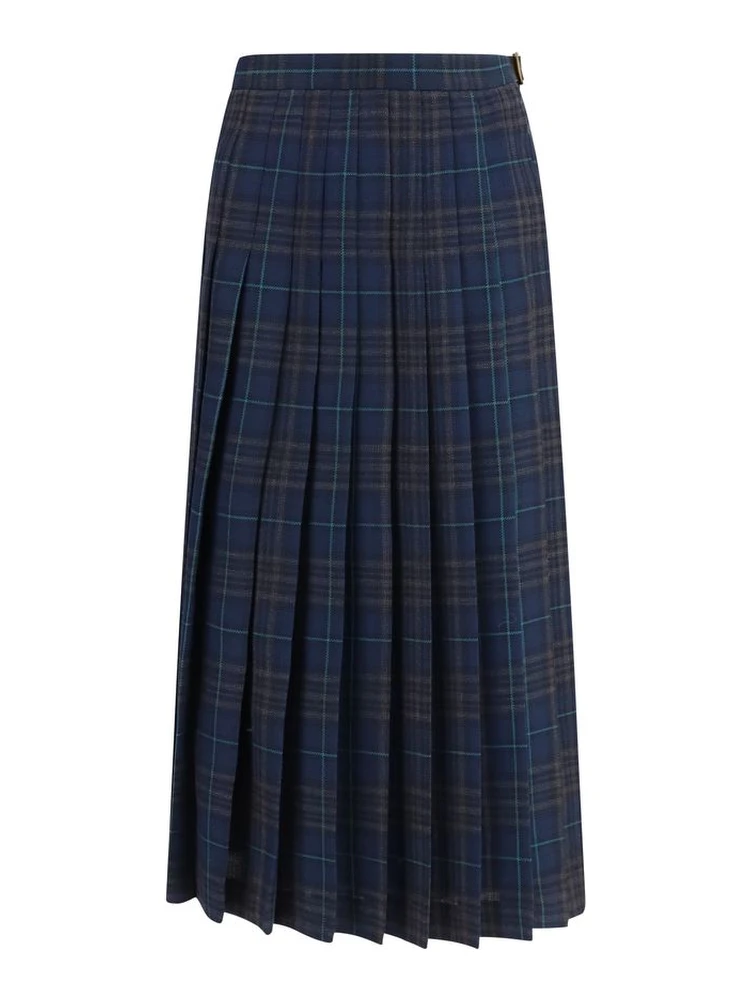 Blue Polyester Long Skirt