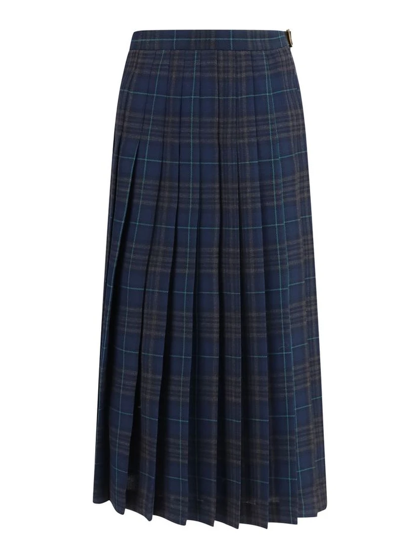 Blue Polyester Long Skirt