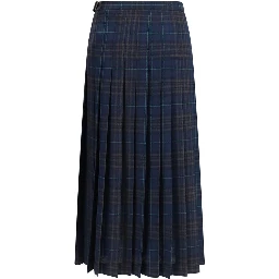 Blue Polyester Long Skirt