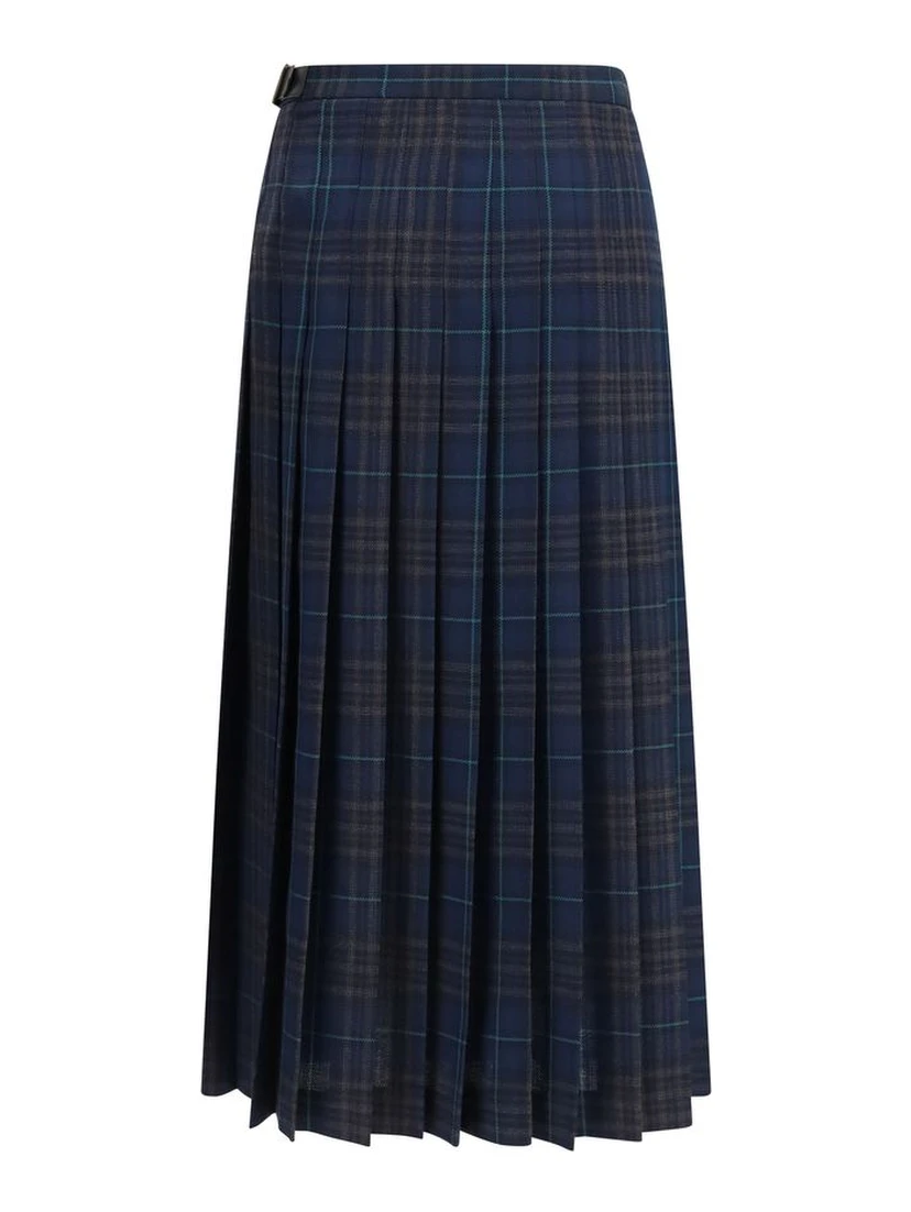 Blue Polyester Long Skirt