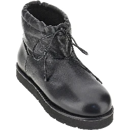 Leather ankle-boots with drawstring