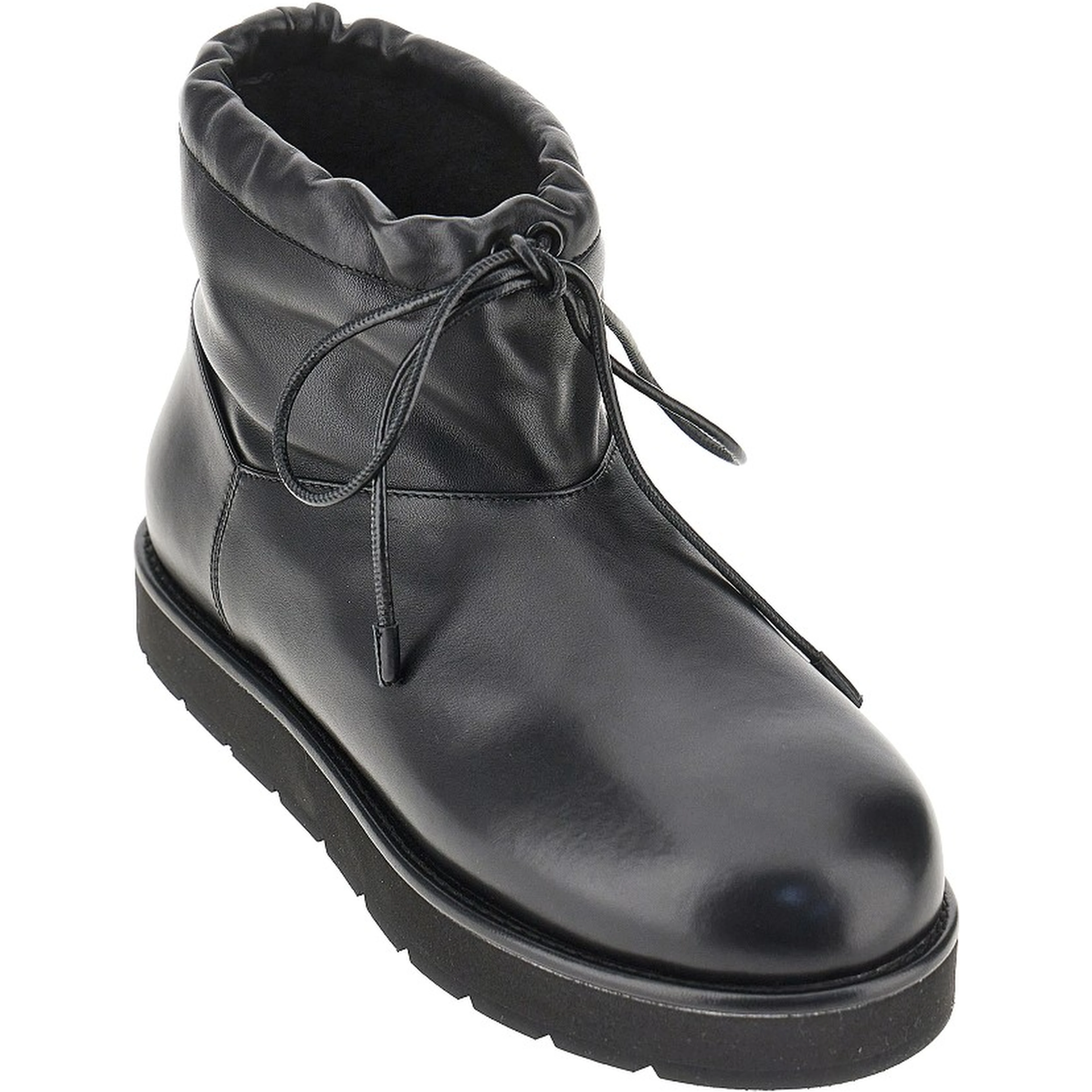 Leather ankle-boots with drawstring