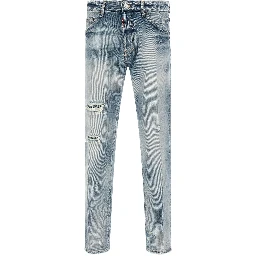 Blue Cotton Tapered Jeans