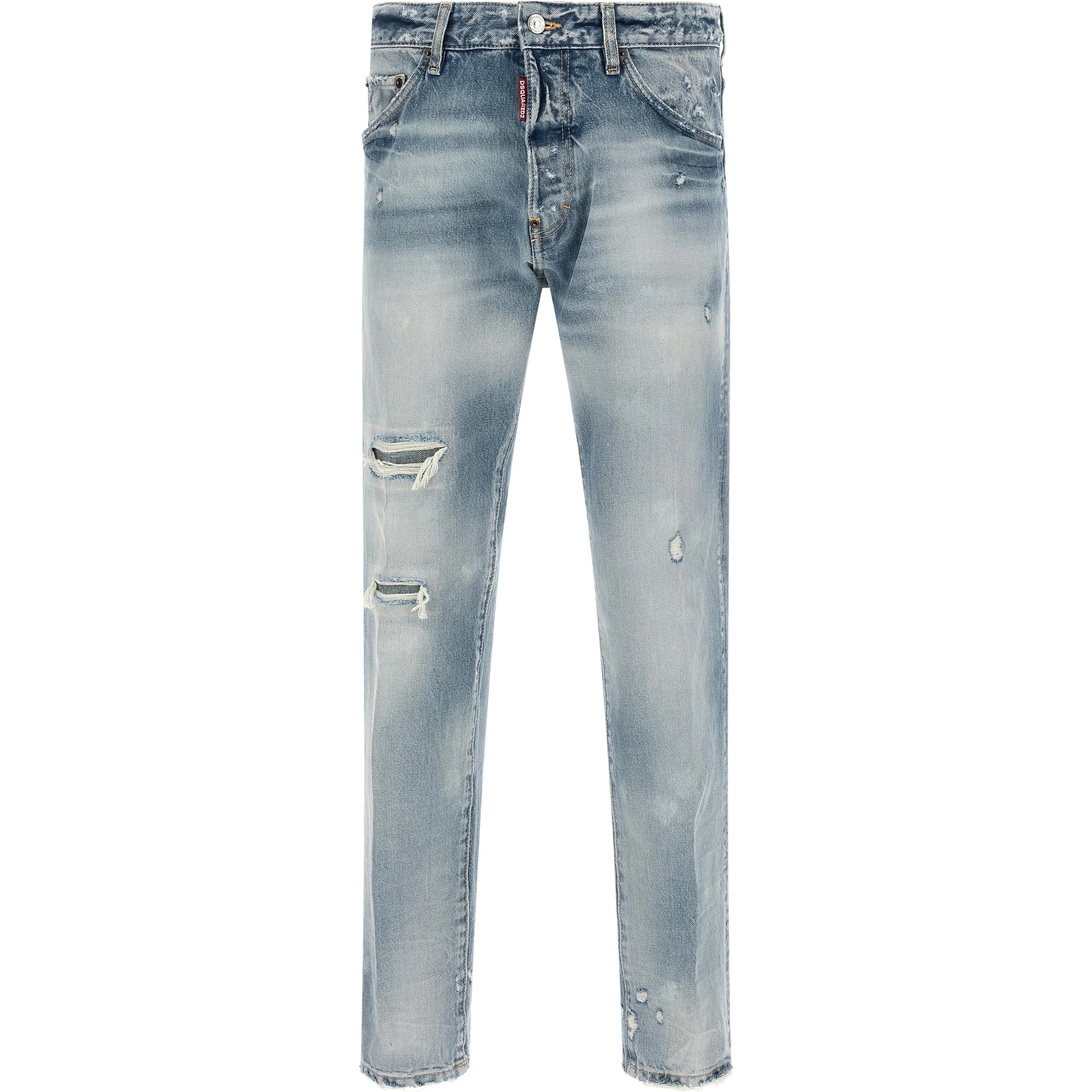 Blue Cotton Tapered Jeans