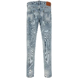 Blue Cotton Tapered Jeans
