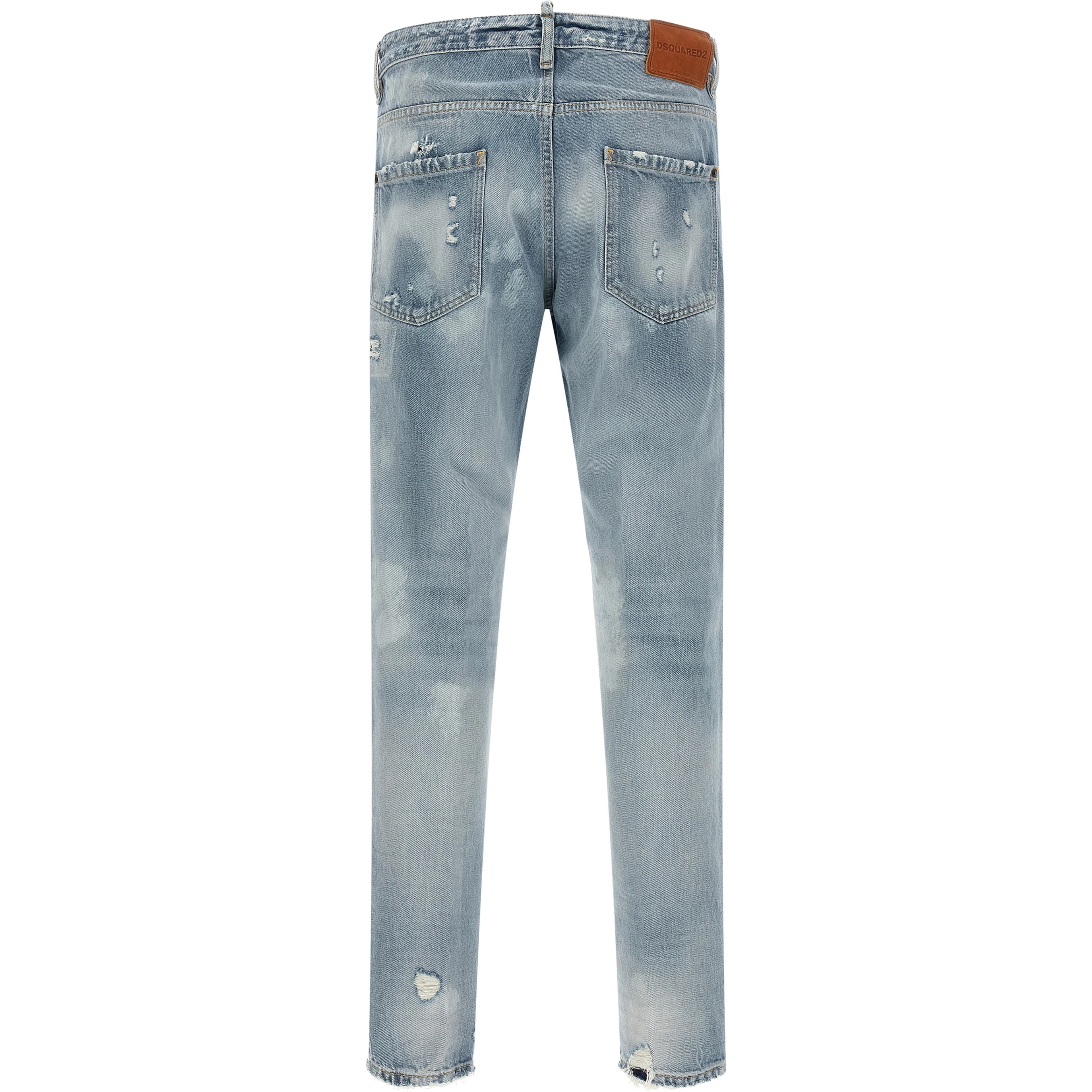 Blue Cotton Tapered Jeans