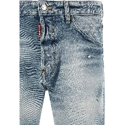 Blue Cotton Tapered Jeans