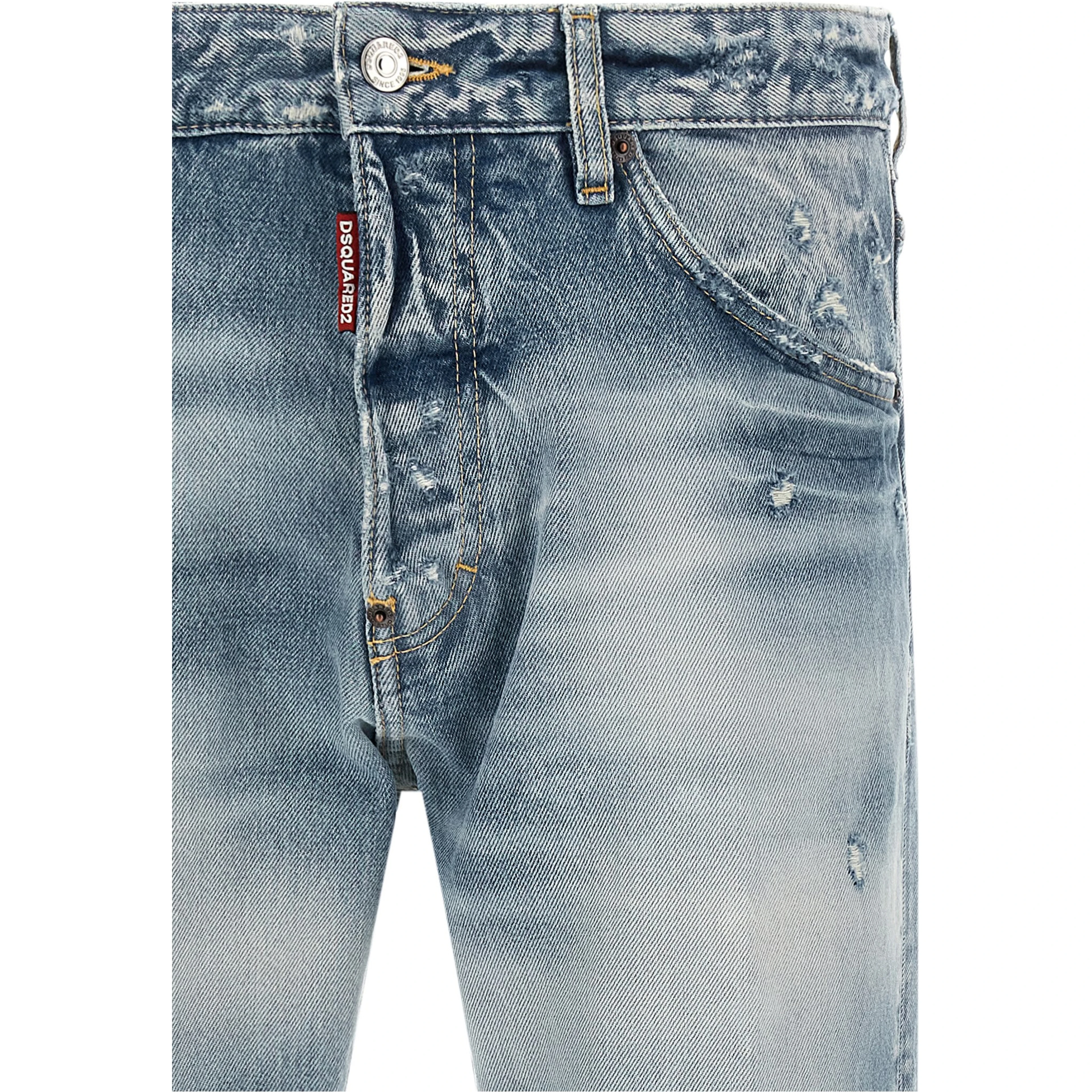 Blue Cotton Tapered Jeans