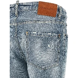 Blue Cotton Tapered Jeans