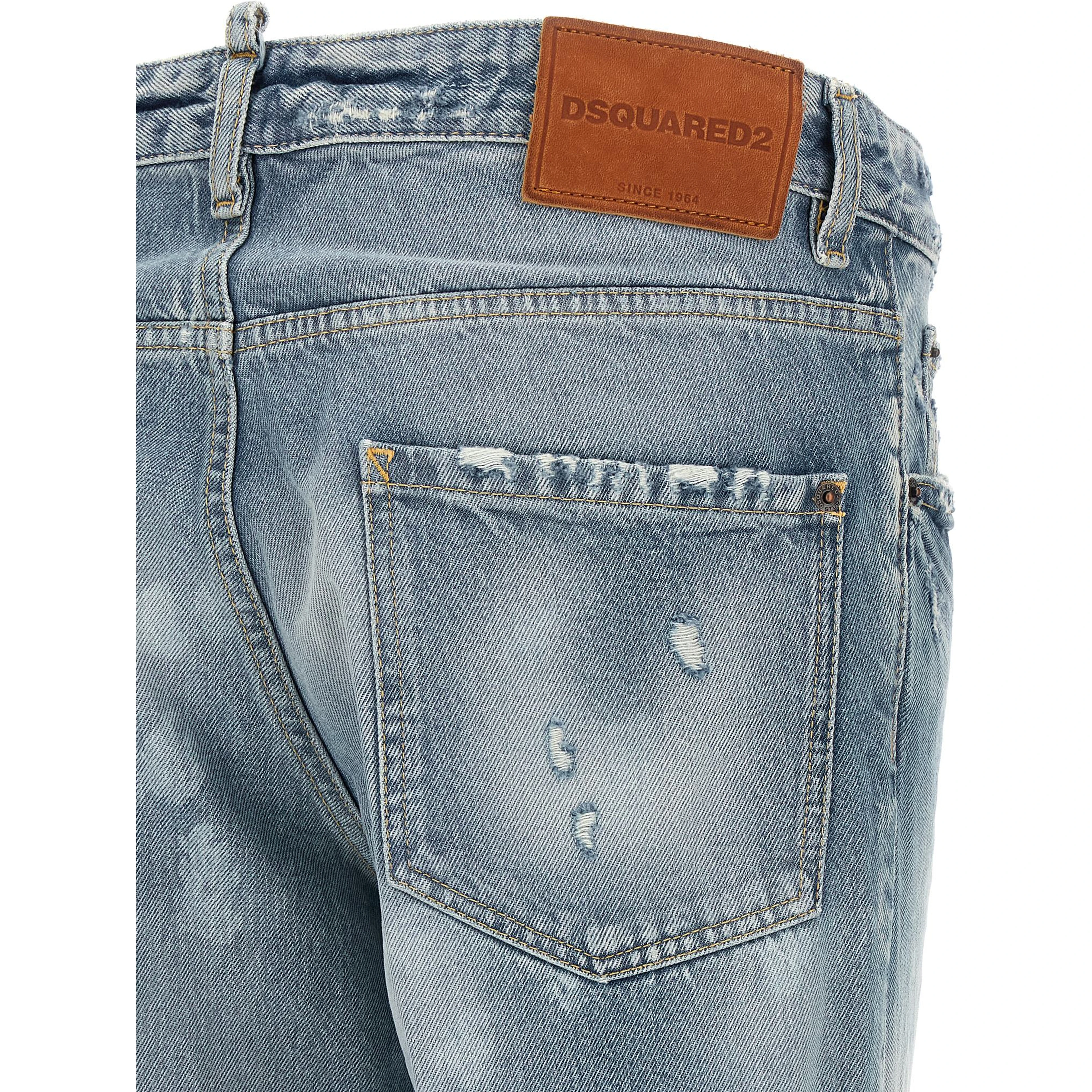 Blue Cotton Tapered Jeans