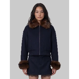 Short coat with fur inserts