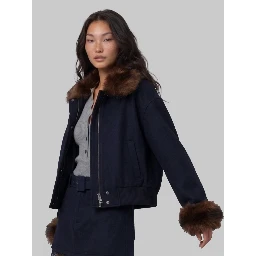 Short coat with fur inserts