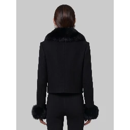 Short coat with faux fur inserts