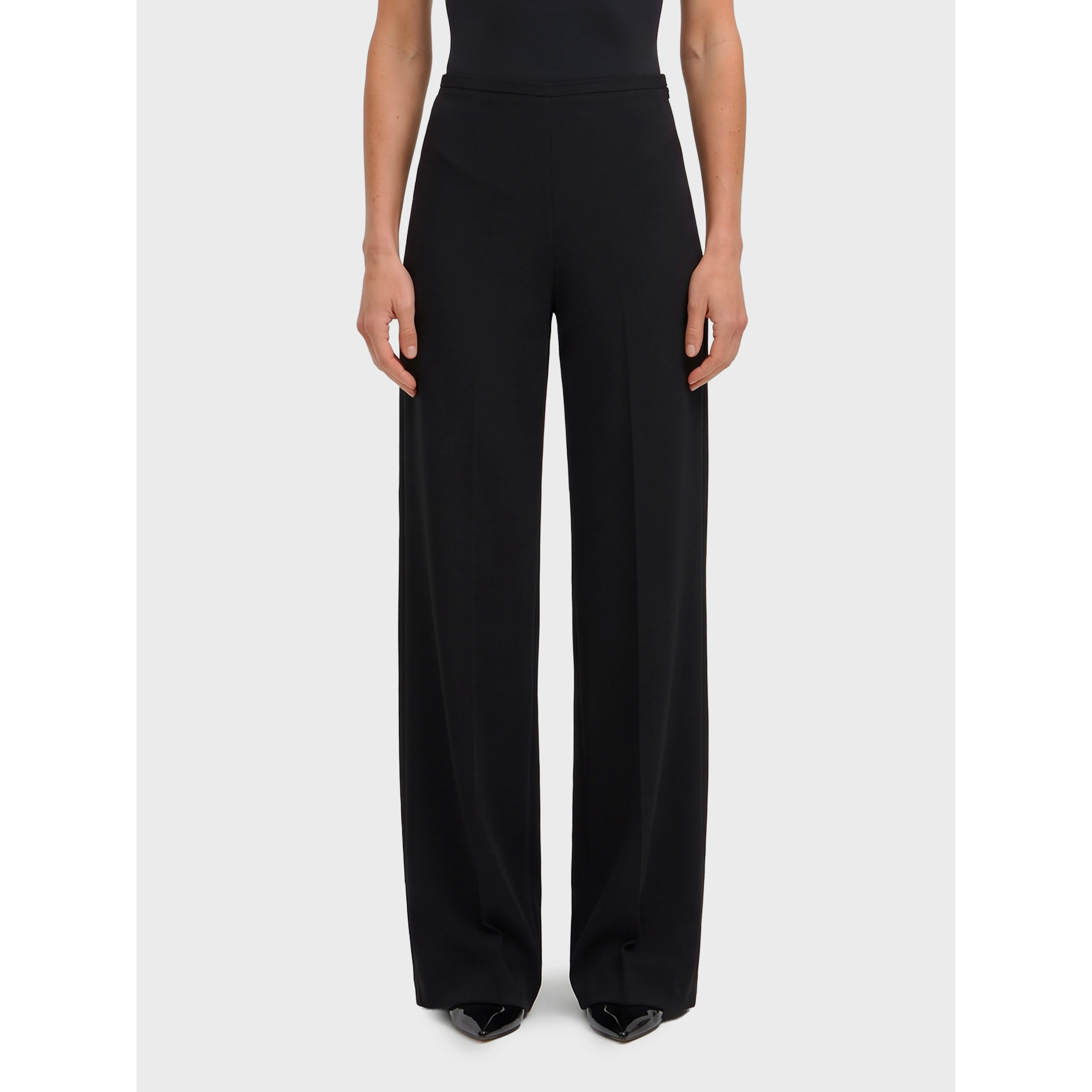 Elastic-waist satin trousers