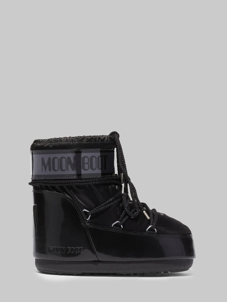 Black satin Icon Low Glance boots