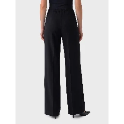 Elastic-waist satin trousers