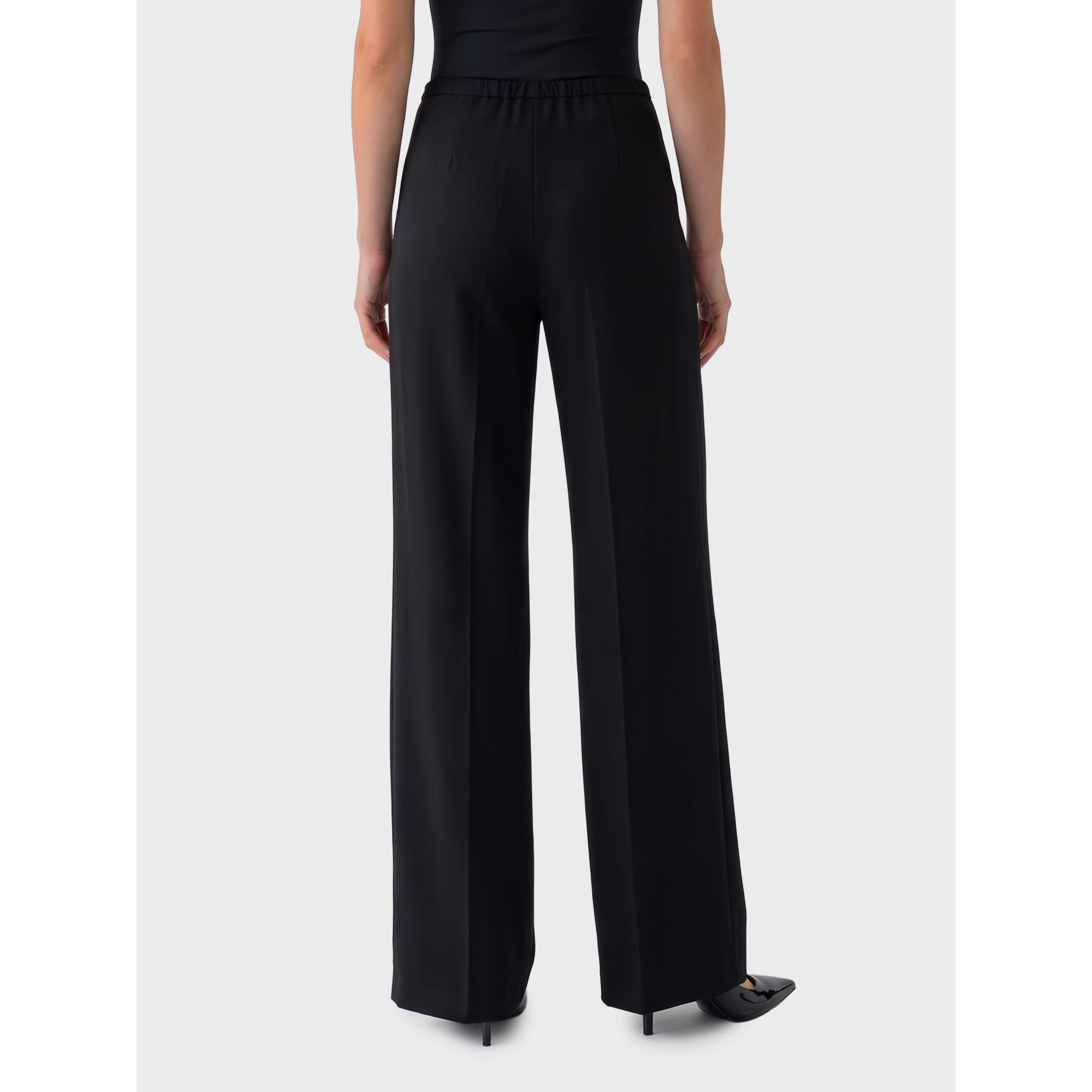 Elastic-waist satin trousers