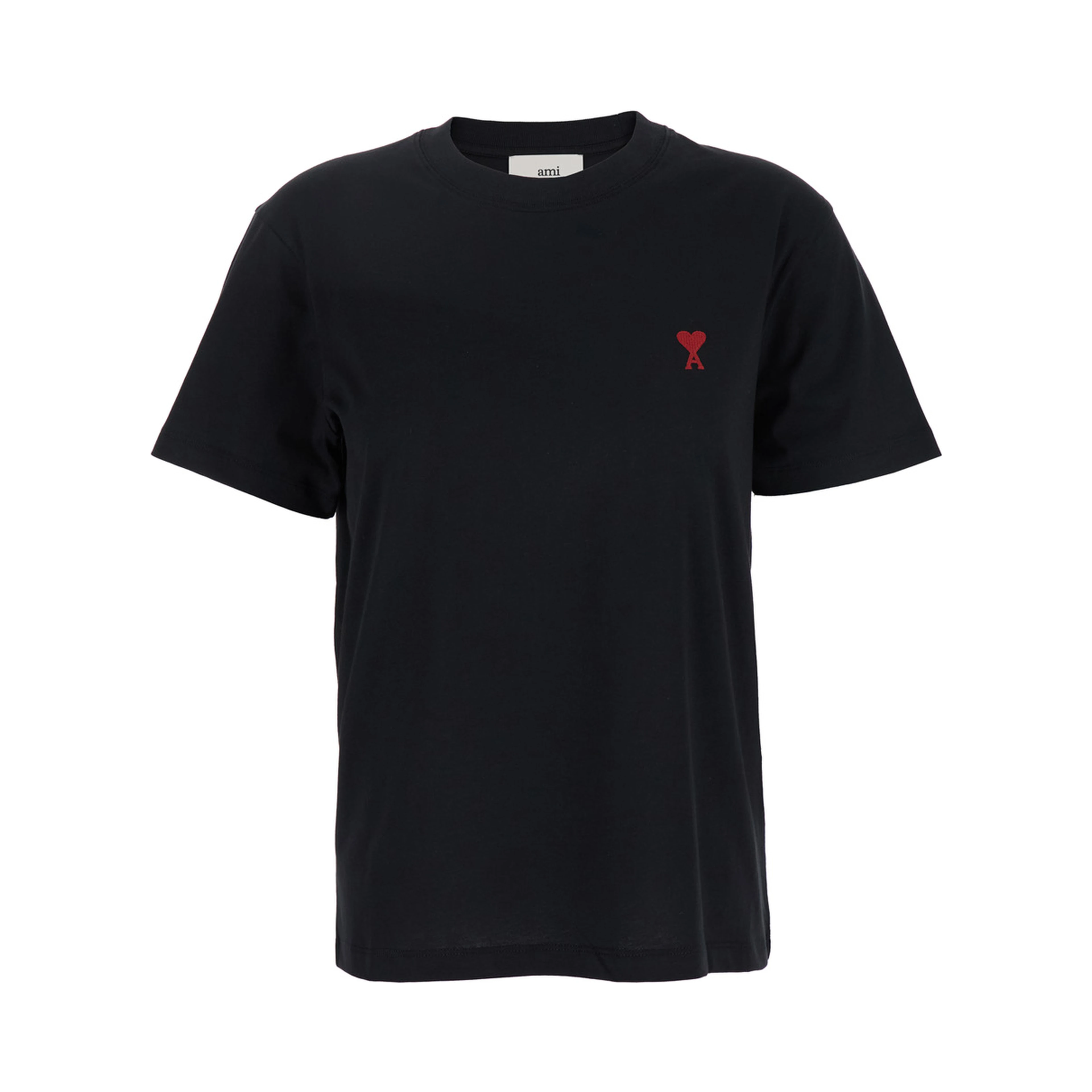 T-Shirt with Ami De Coeur Embroidery on the Front in Black Cotton for Women