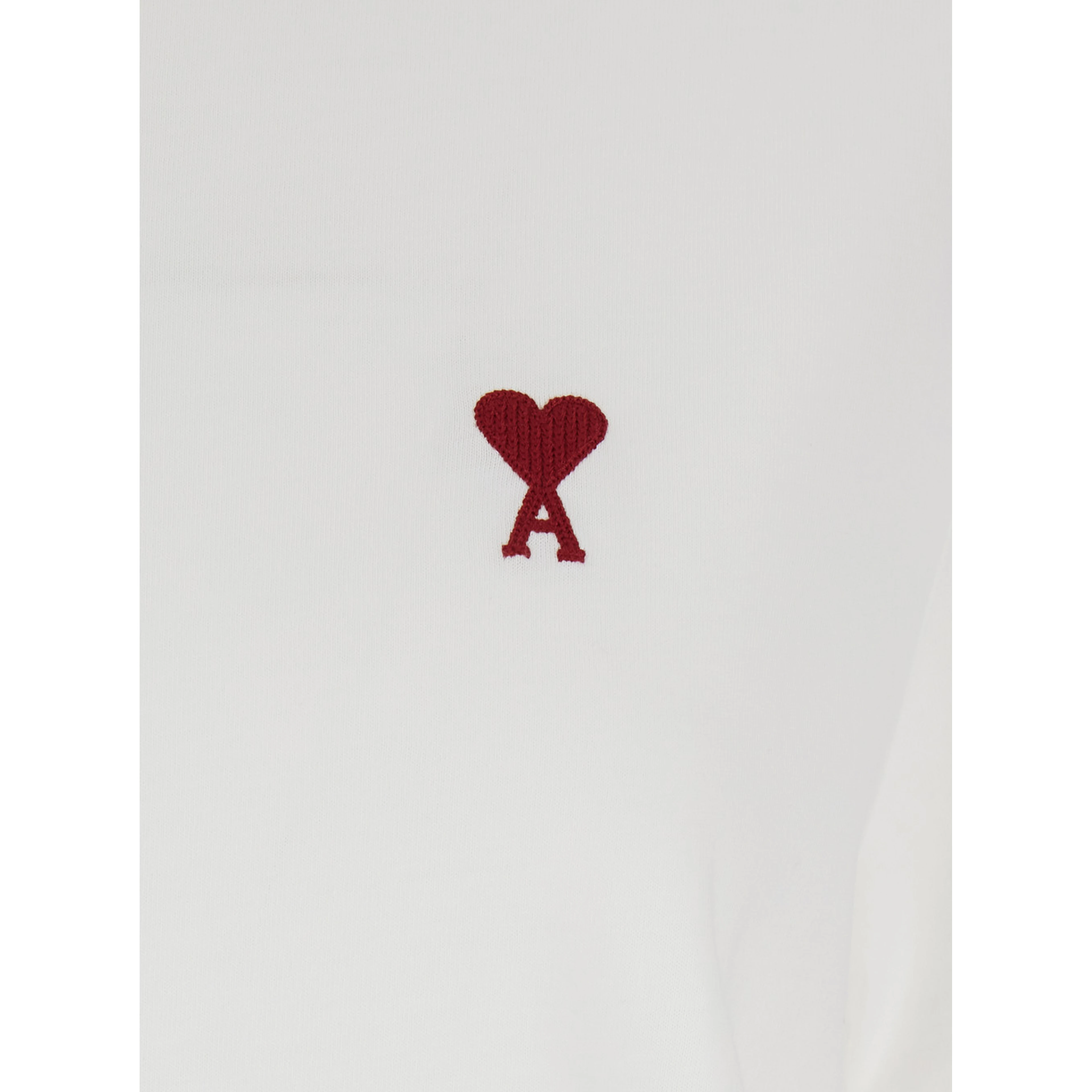 T-Shirt with Ami De Coeur Embroidery on the Front in White Cotton for Men