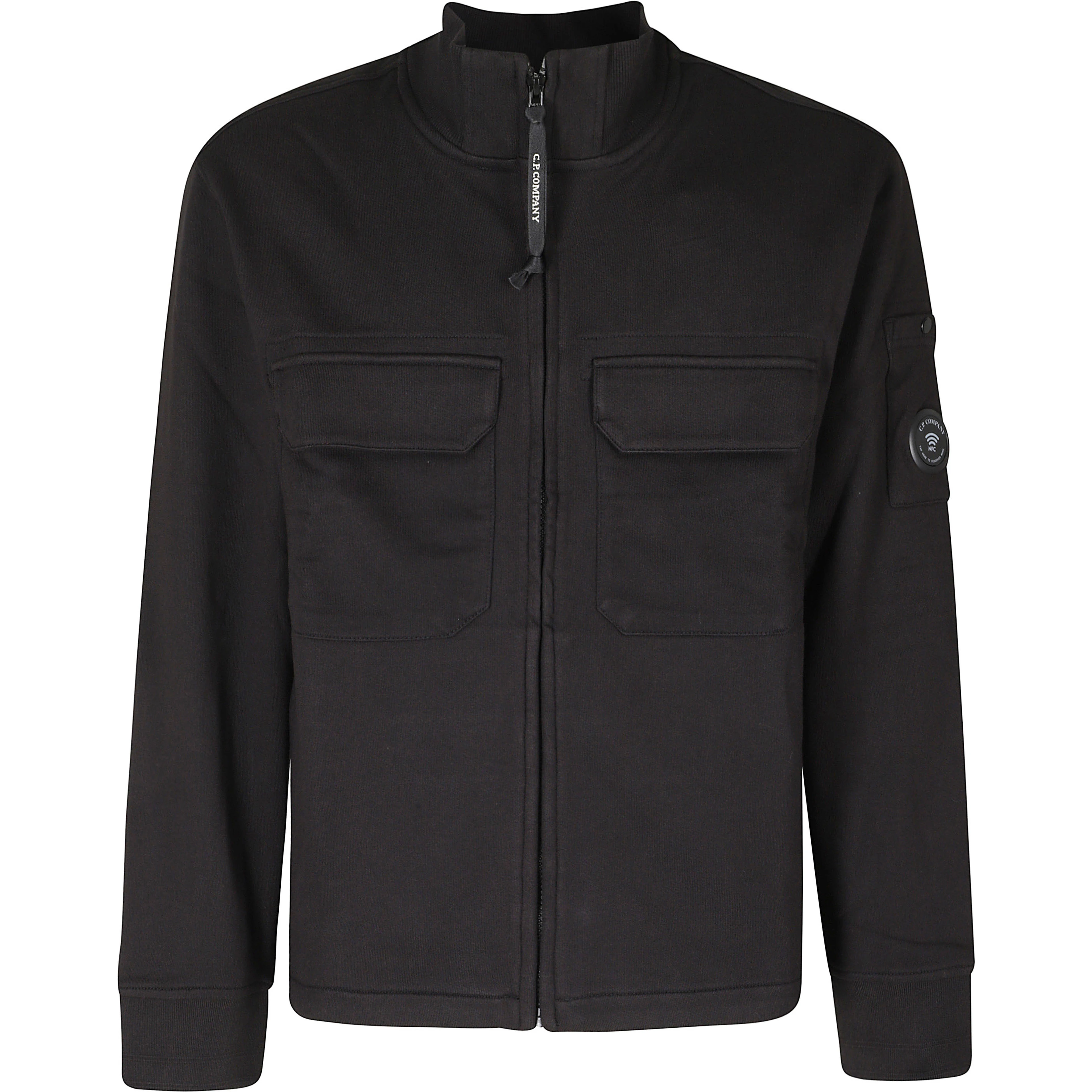 DIAGONAL RAISED FLEECE ZIP LENS SWEATSHIRT