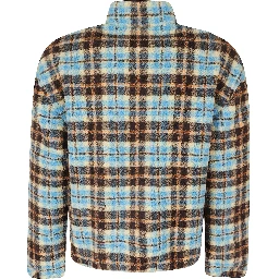 CHECKED CHERPA HALF ZIPPED JACKET