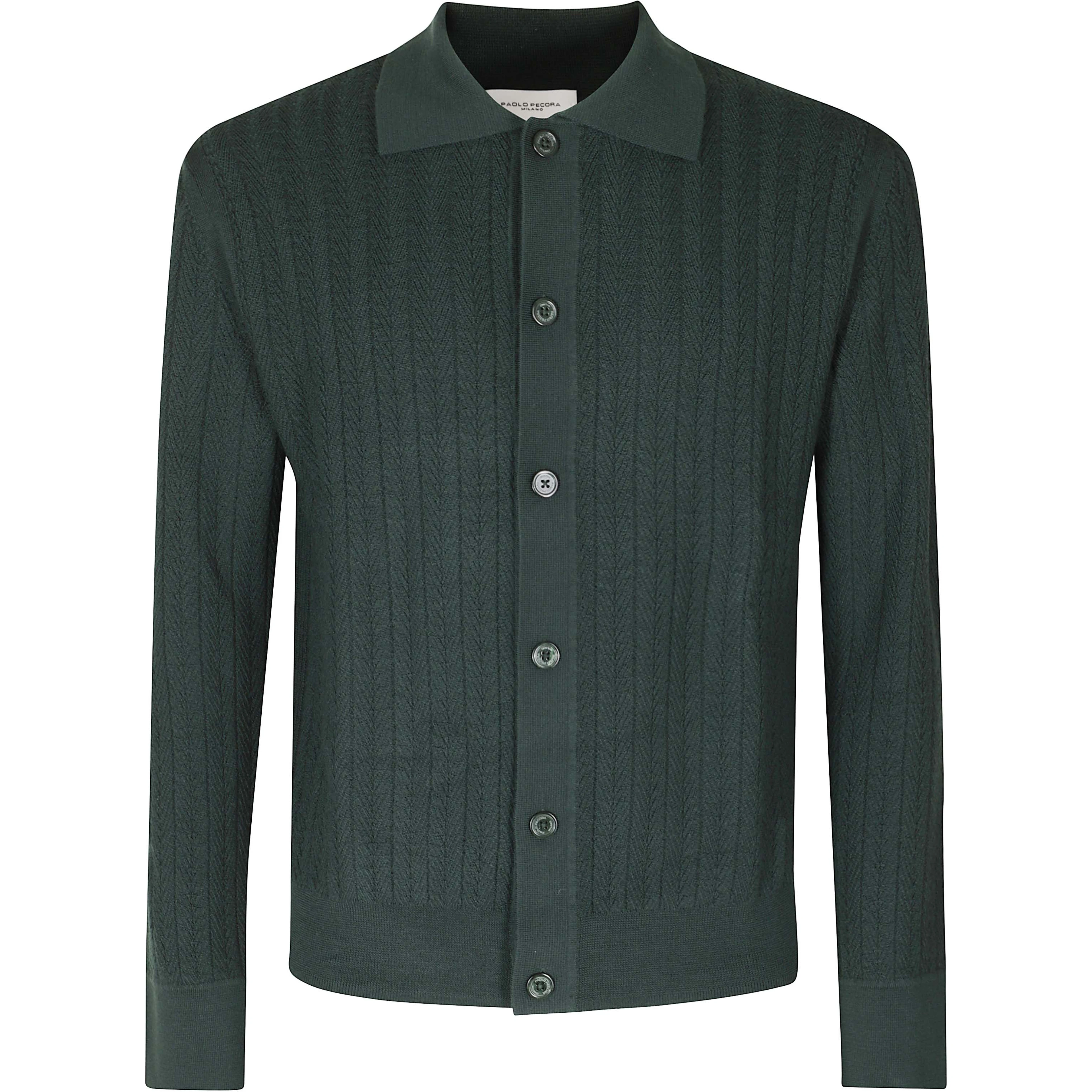 MAGLIA CAMICIA MERINO PUNTO CHEVRON