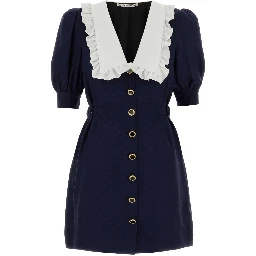 SILK JACQUARD MINI DRESS WITH BUCKLES