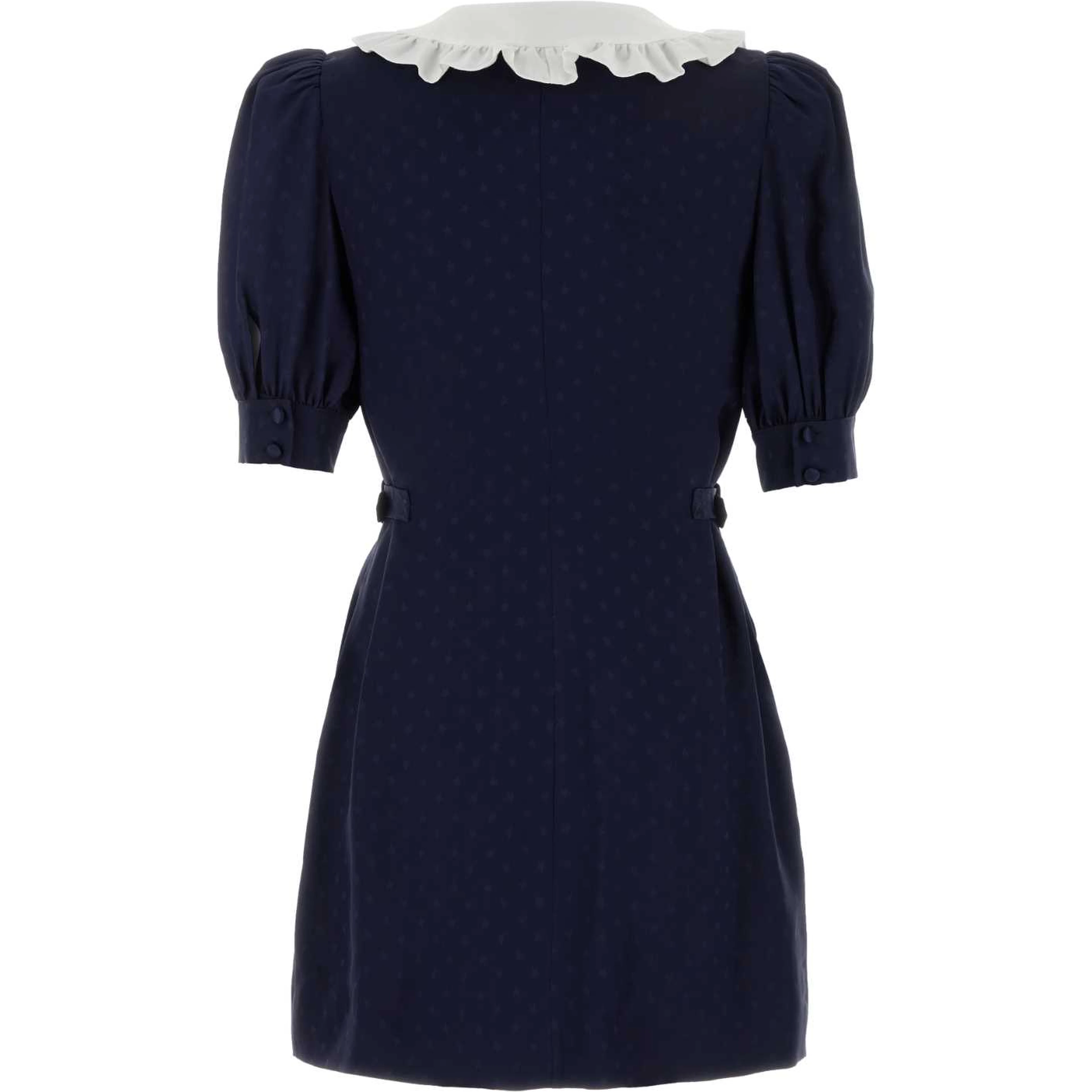 SILK JACQUARD MINI DRESS WITH BUCKLES