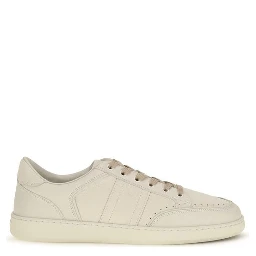 Beige Nubuc Leather Low Top Sneakers