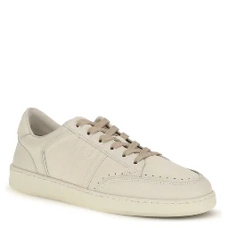 Beige Nubuc Leather Low Top Sneakers
