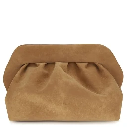 Beige Suede Leather Clutch Bag