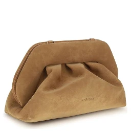 Beige Nubuc Leather Clutch Bag