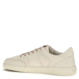 Beige Nubuc Leather Low Top Sneakers