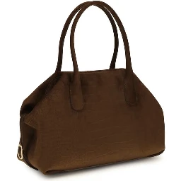 Brown Suede Leather Handbag