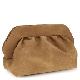 Beige Suede Leather Clutch Bag