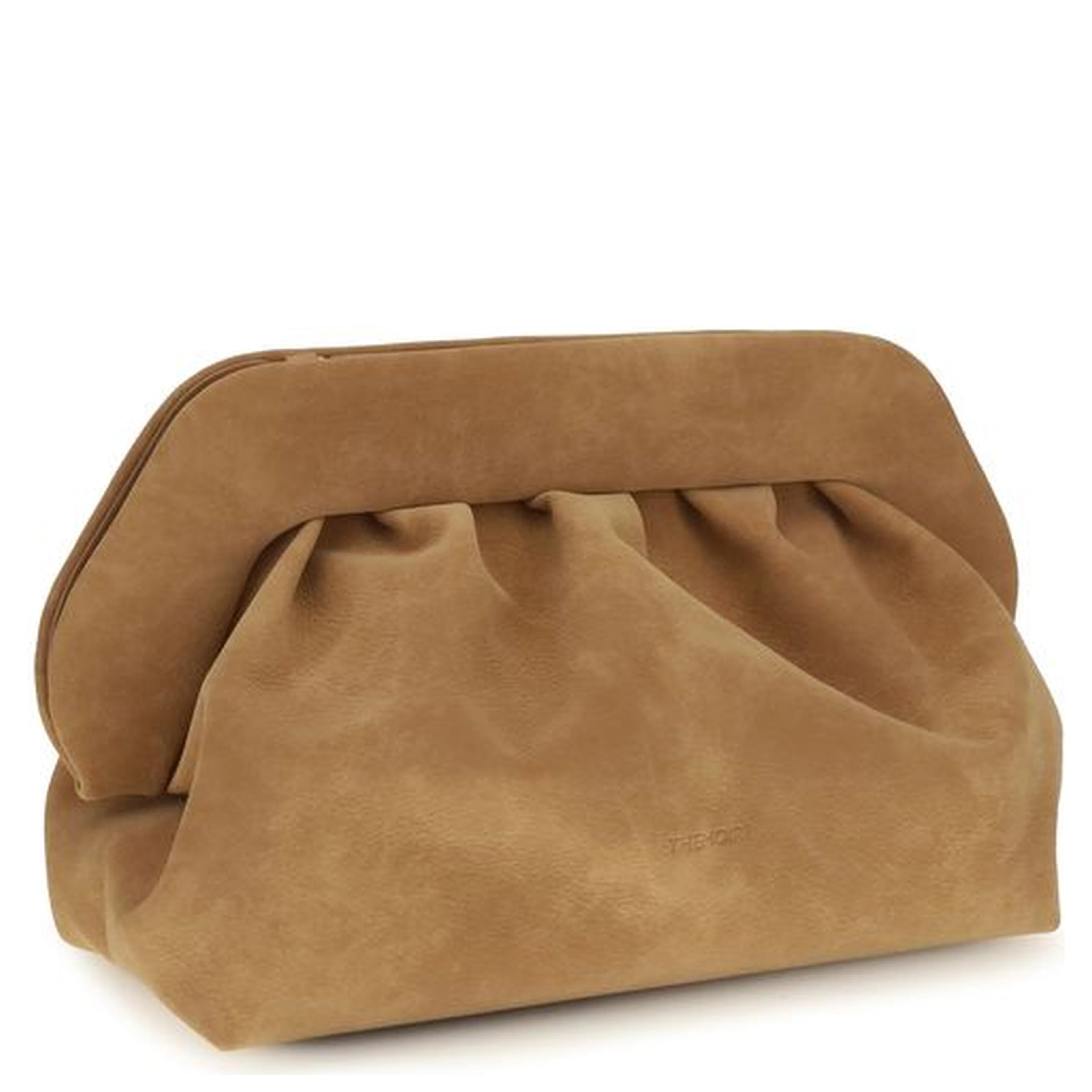 Beige Suede Leather Clutch Bag