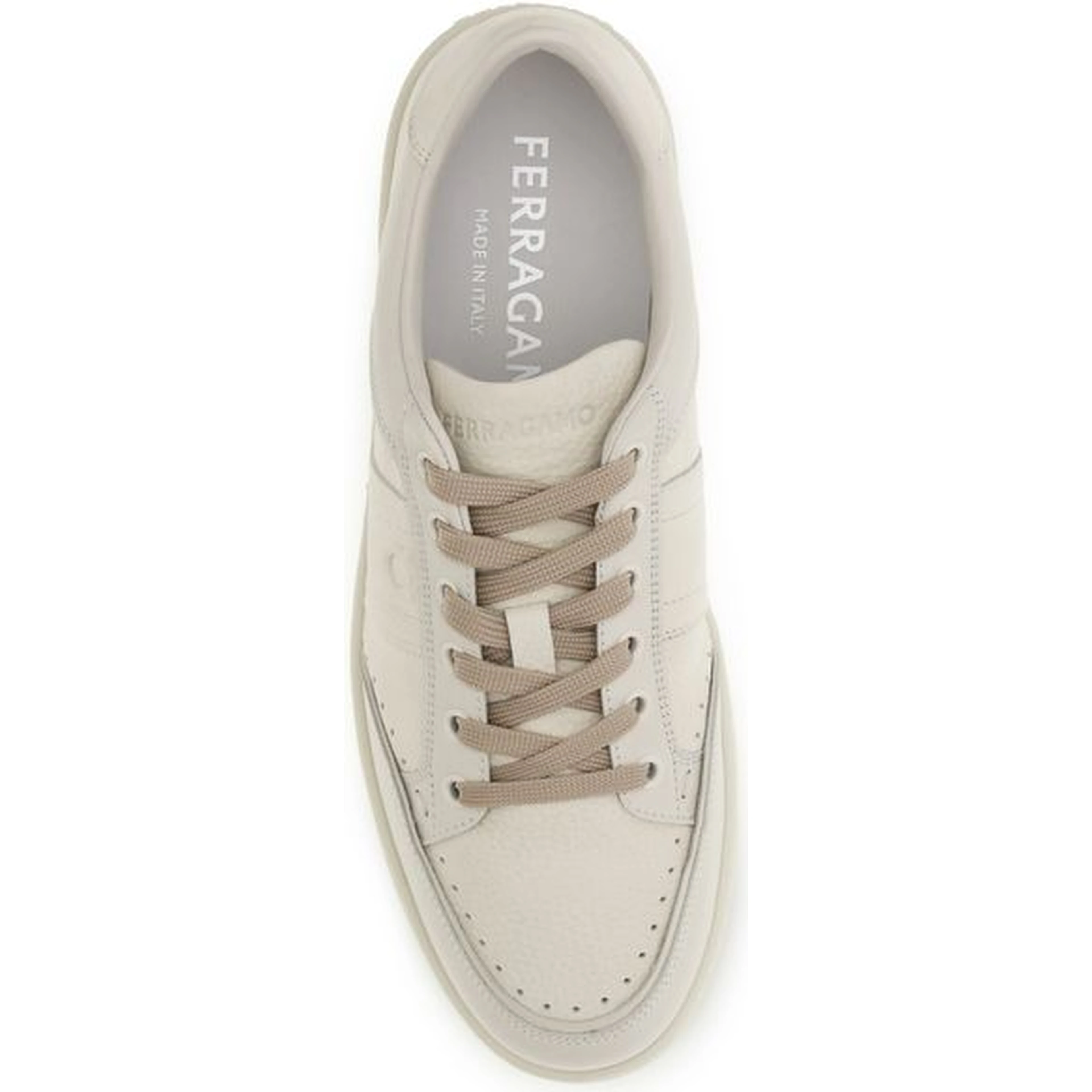 Beige Nubuc Leather Low Top Sneakers