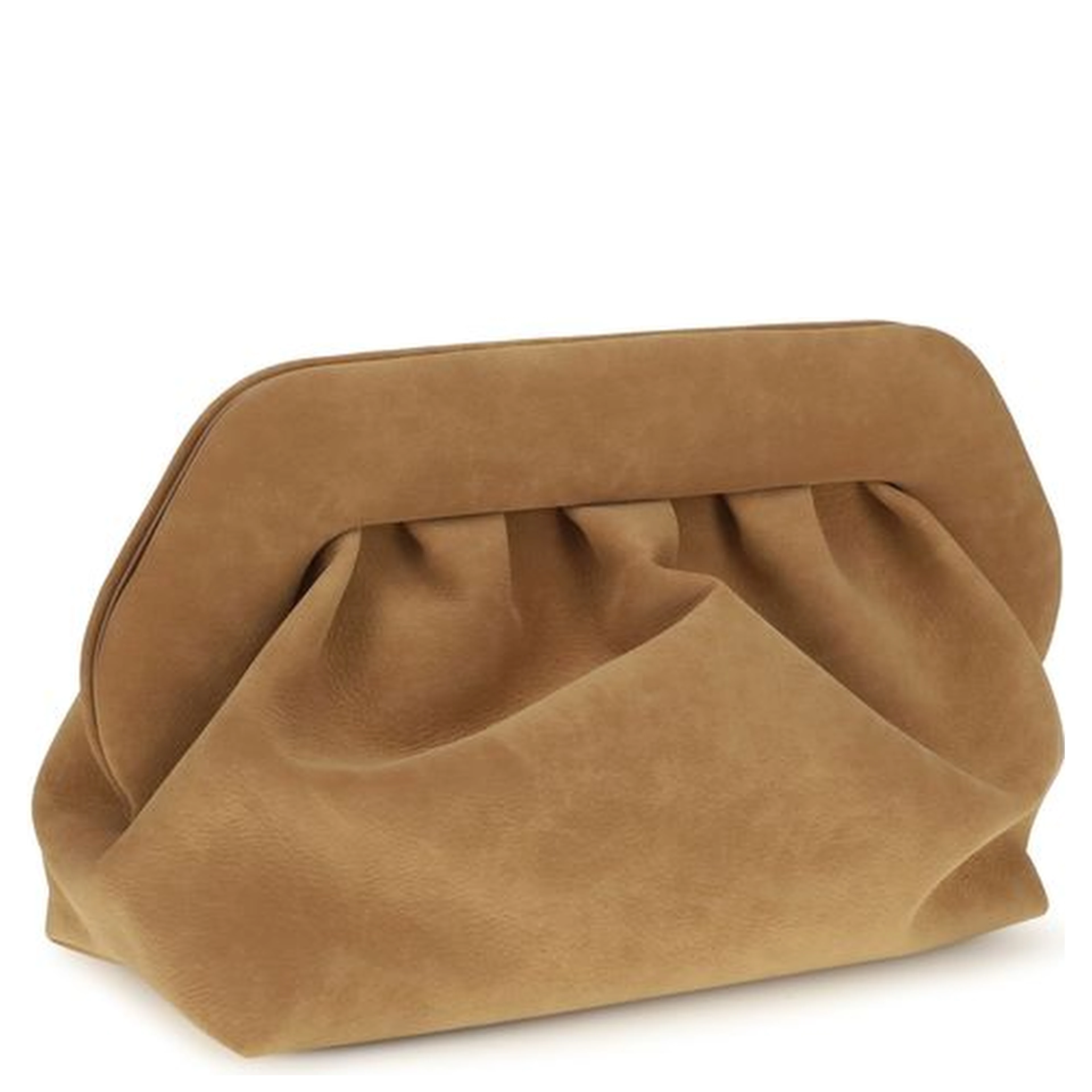 Beige Suede Leather Clutch Bag