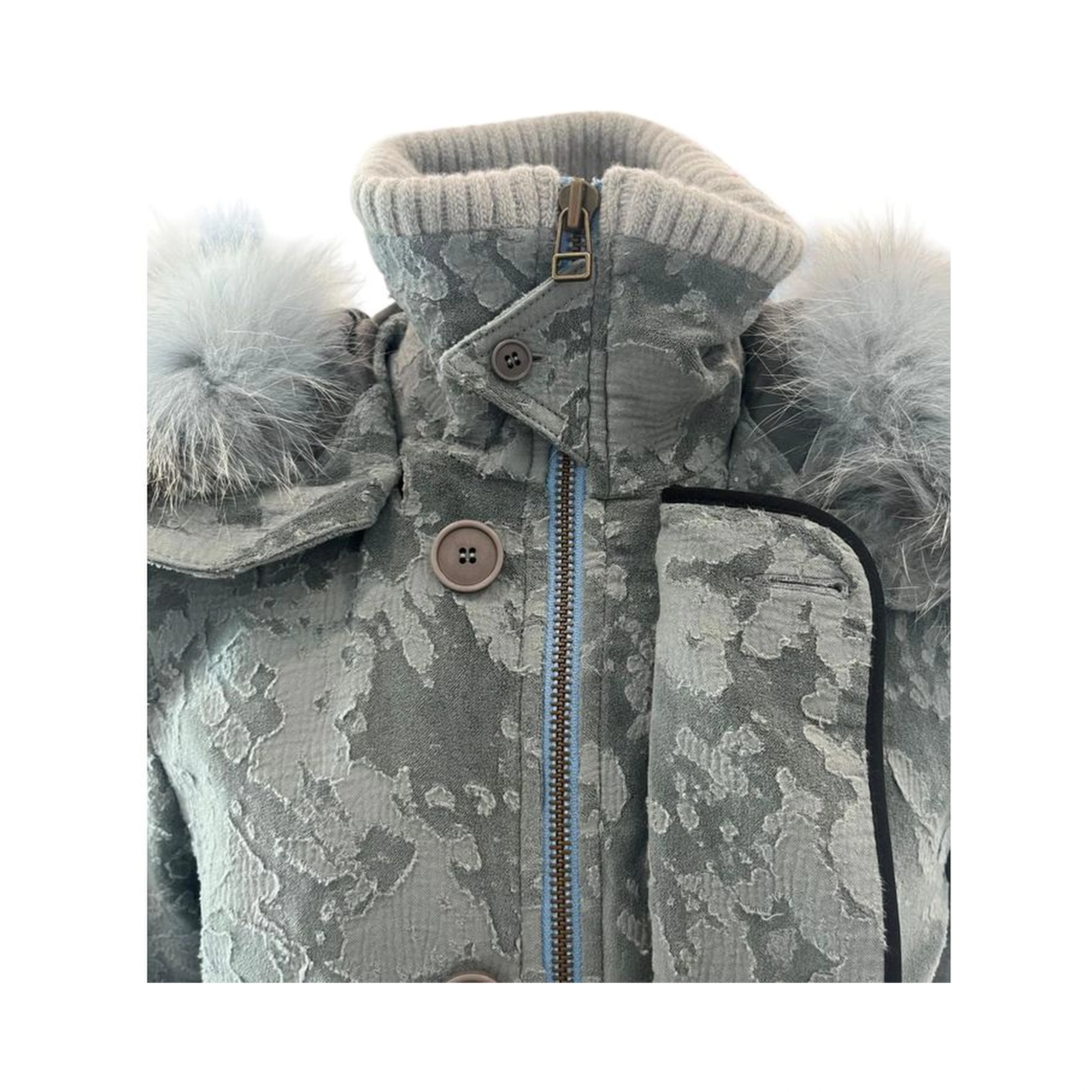 Light Blue Cotton Women's Jacket