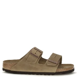 Brown Nubuc Leather Flat Sandals