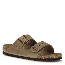 Brown Nubuc Leather Flat Sandals