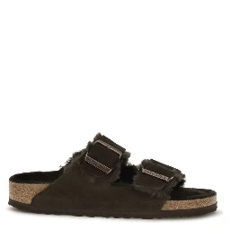 Brown Suede Leather Flat Sandals