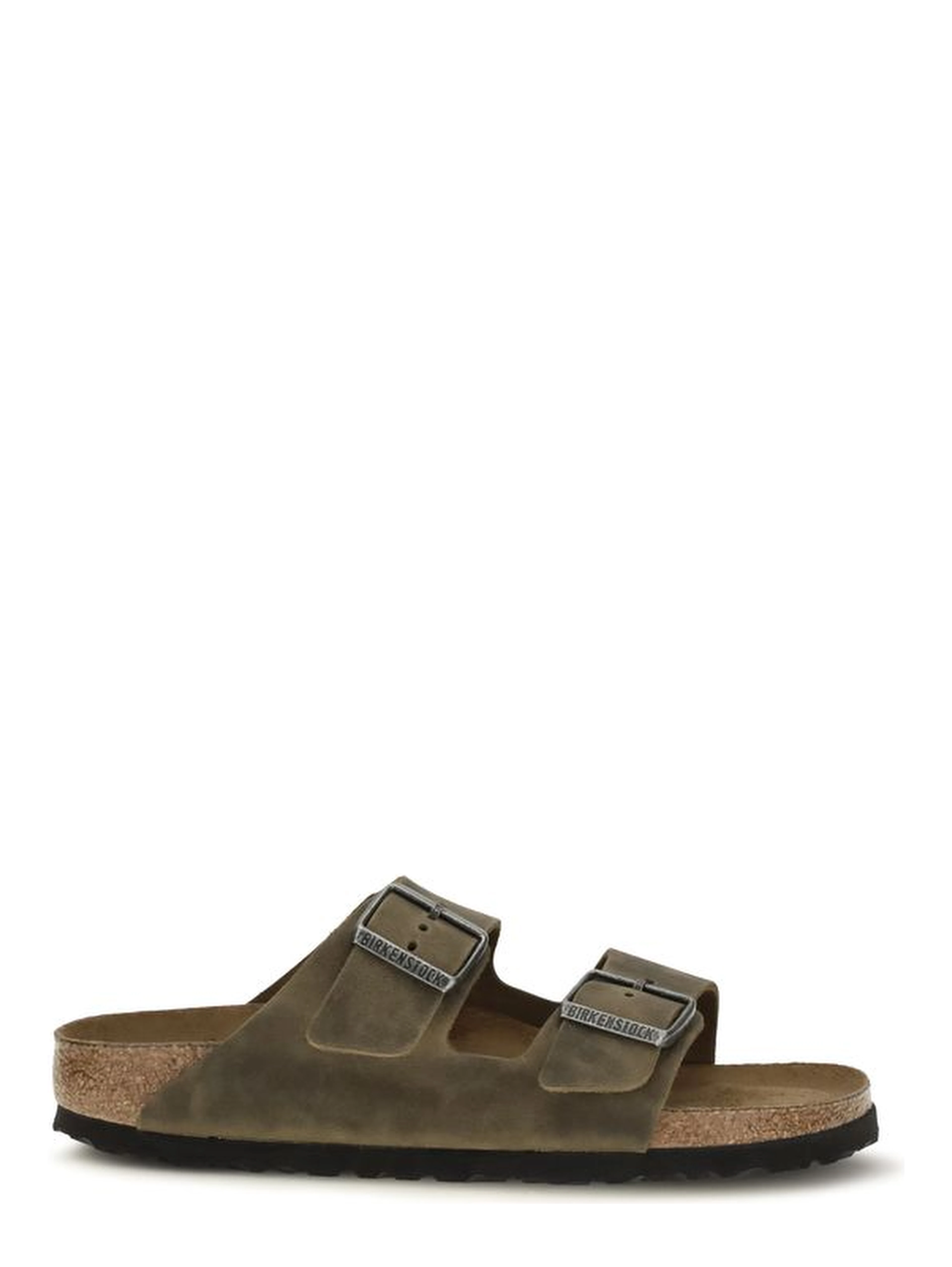 Bicolor Nubuc Leather Flat Sandals
