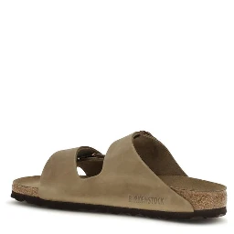 Brown Nubuc Leather Flat Sandals