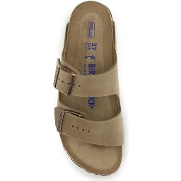 Brown Nubuc Leather Flat Sandals