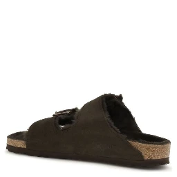 Brown Suede Leather Flat Sandals