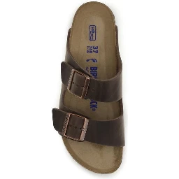 Brown Nubuc Leather Flat Sandals