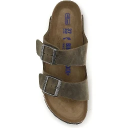 Bicolor Nubuc Leather Flat Sandals