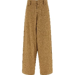 Beige Cotton Casual Pants